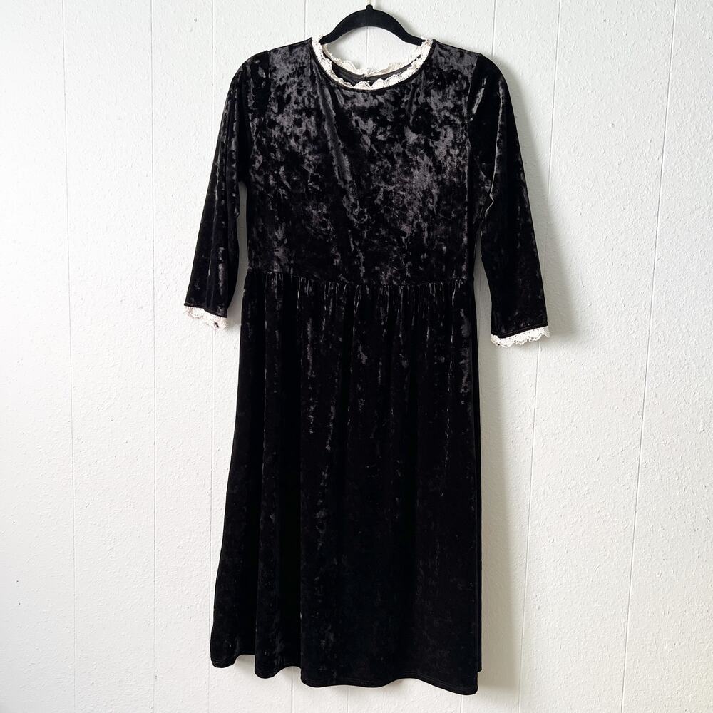 Roolee Babydoll Dress Juniors M Velvet Y2K Vamp Fairygoth Witchy Wednesday Event